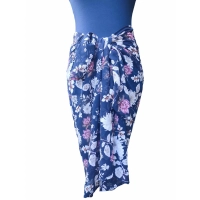 Wzorzysta spódnica plażowa chusta PAREO L/XL różowe kwiaty